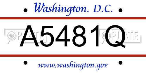 A5481Q District Of Columbia License Plate