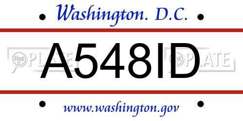 A548ID District Of Columbia License Plate