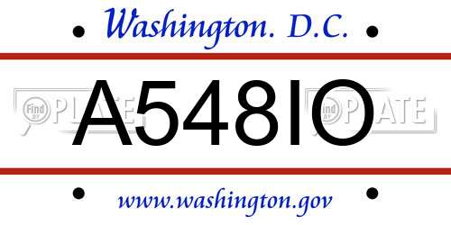 A548IO District Of Columbia License Plate