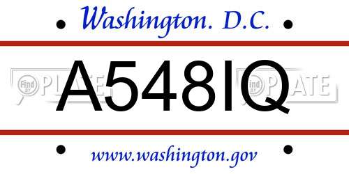 A548IQ District Of Columbia License Plate