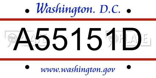 A55151D District Of Columbia License Plate