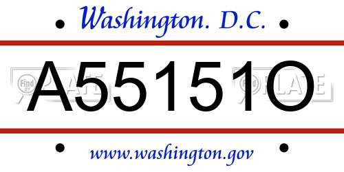 A55151O District Of Columbia License Plate