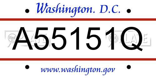 A55151Q District Of Columbia License Plate