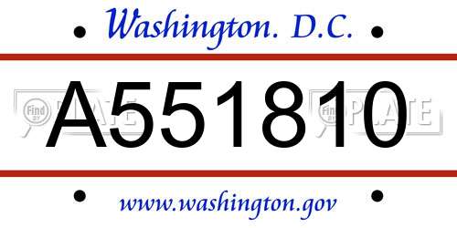 A551810 District Of Columbia License Plate