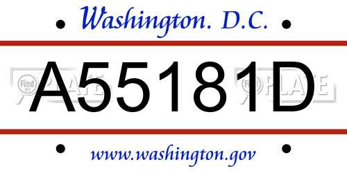 A55181D District Of Columbia License Plate