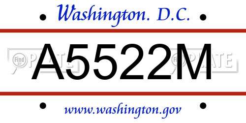 A5522M District Of Columbia License Plate