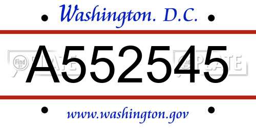 A552545 District Of Columbia License Plate