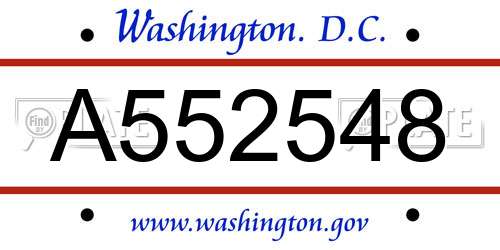 A552548 District Of Columbia License Plate