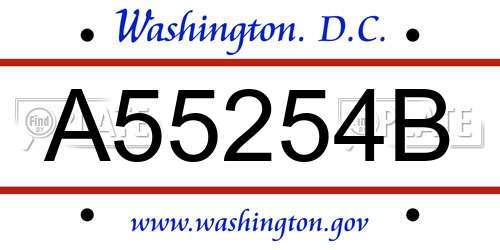 A55254B District Of Columbia License Plate