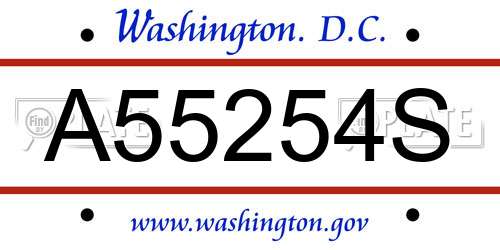 A55254S District Of Columbia License Plate