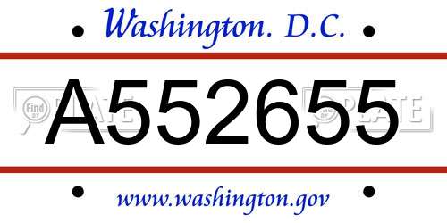 A552655 District Of Columbia License Plate