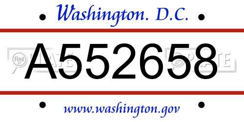 A552658 District Of Columbia License Plate