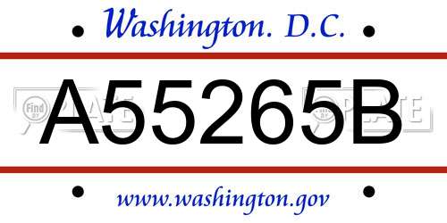 A55265B District Of Columbia License Plate