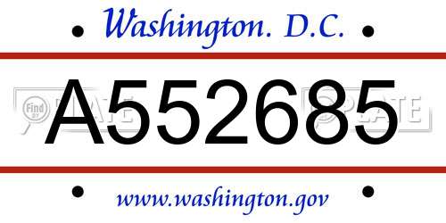 A552685 District Of Columbia License Plate