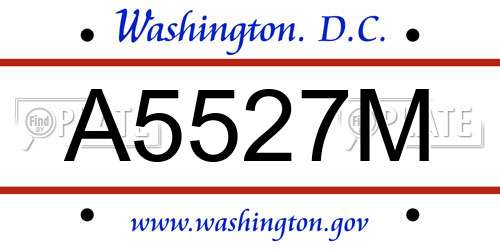 A5527M District Of Columbia License Plate