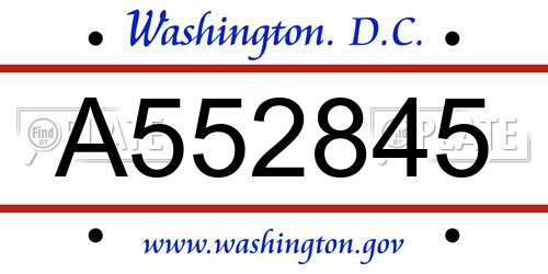A552845 District Of Columbia License Plate