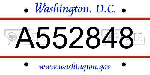 A552848 District Of Columbia License Plate