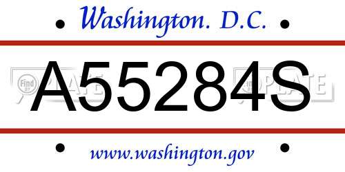 A55284S District Of Columbia License Plate
