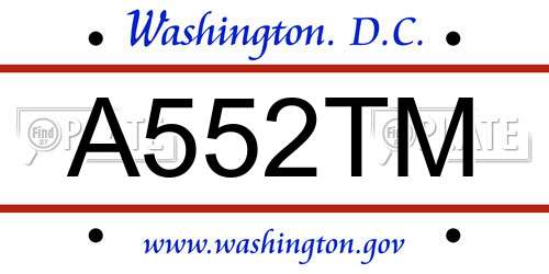 A552TM District Of Columbia License Plate