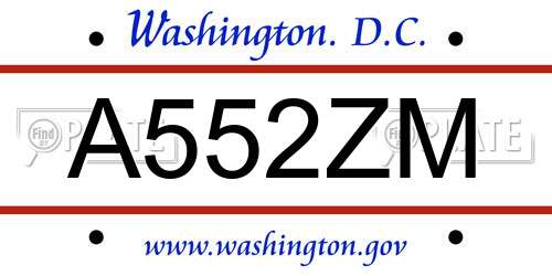 A552ZM District Of Columbia License Plate