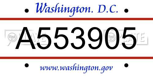 A553905 District Of Columbia License Plate