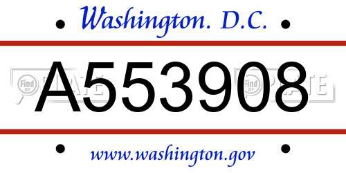 A553908 District Of Columbia License Plate