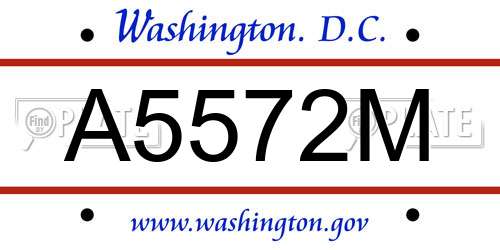 A5572M District Of Columbia License Plate