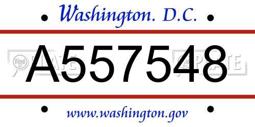 A557548 District Of Columbia License Plate