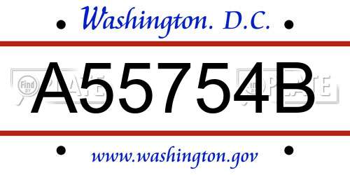 A55754B District Of Columbia License Plate