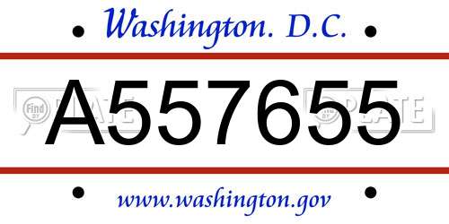 A557655 District Of Columbia License Plate