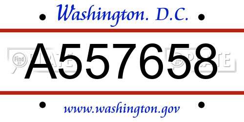 A557658 District Of Columbia License Plate