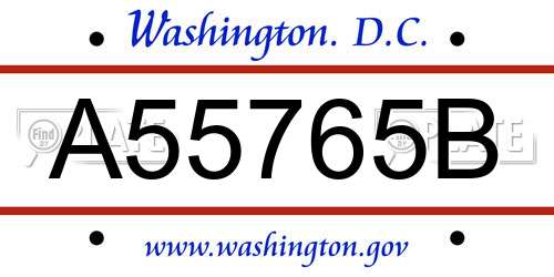 A55765B District Of Columbia License Plate