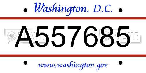 A557685 District Of Columbia License Plate