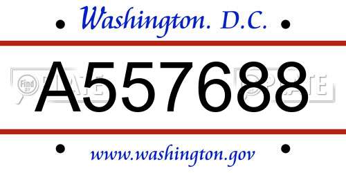 A557688 District Of Columbia License Plate