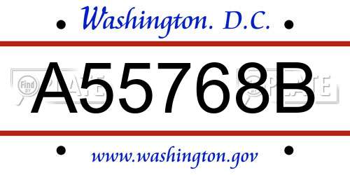 A55768B District Of Columbia License Plate