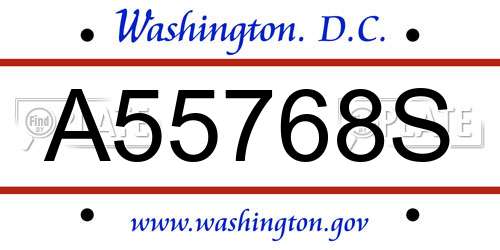 A55768S District Of Columbia License Plate