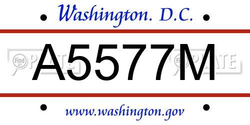 A5577M District Of Columbia License Plate