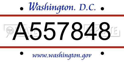 A557848 District Of Columbia License Plate