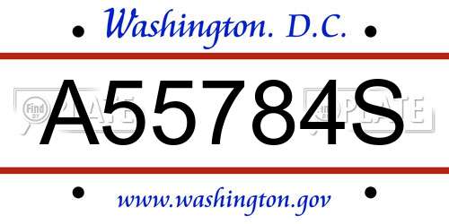 A55784S District Of Columbia License Plate