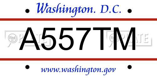 A557TM District Of Columbia License Plate