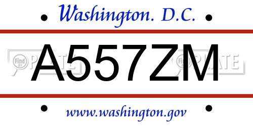 A557ZM District Of Columbia License Plate