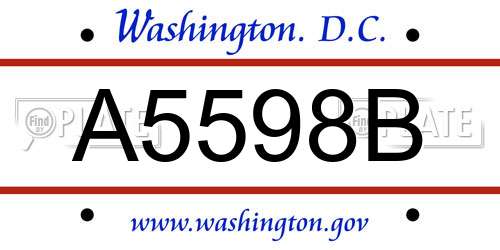 A5598B District Of Columbia License Plate