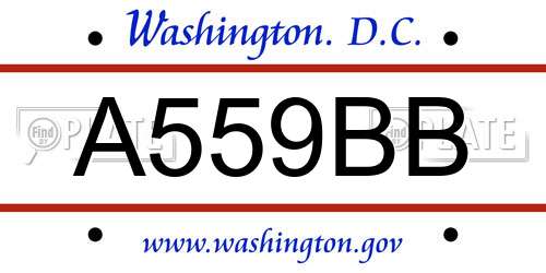 A559BB District Of Columbia License Plate