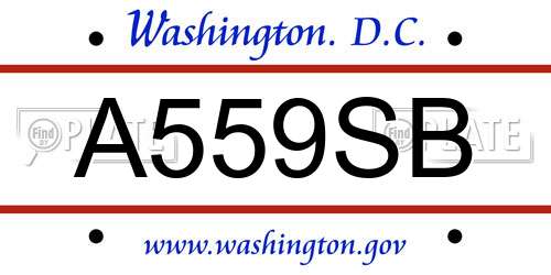 A559SB District Of Columbia License Plate