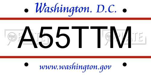 A55TTM District Of Columbia License Plate