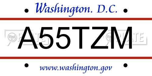 A55TZM District Of Columbia License Plate