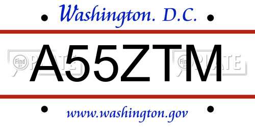 A55ZTM District Of Columbia License Plate