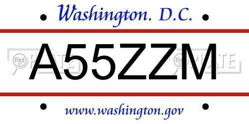 A55ZZM District Of Columbia License Plate