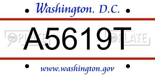 A5619T District Of Columbia License Plate