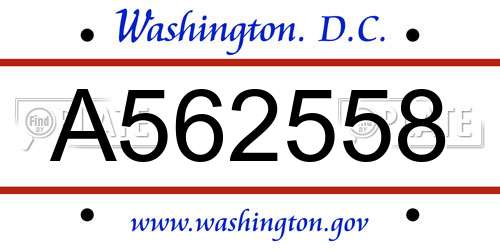 A562558 District Of Columbia License Plate